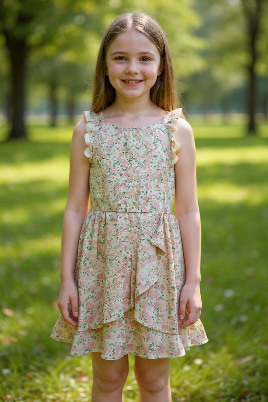 Knit Works Girls Size 12 Mint Floral Halter Neck Ruffle Chiffon Dress